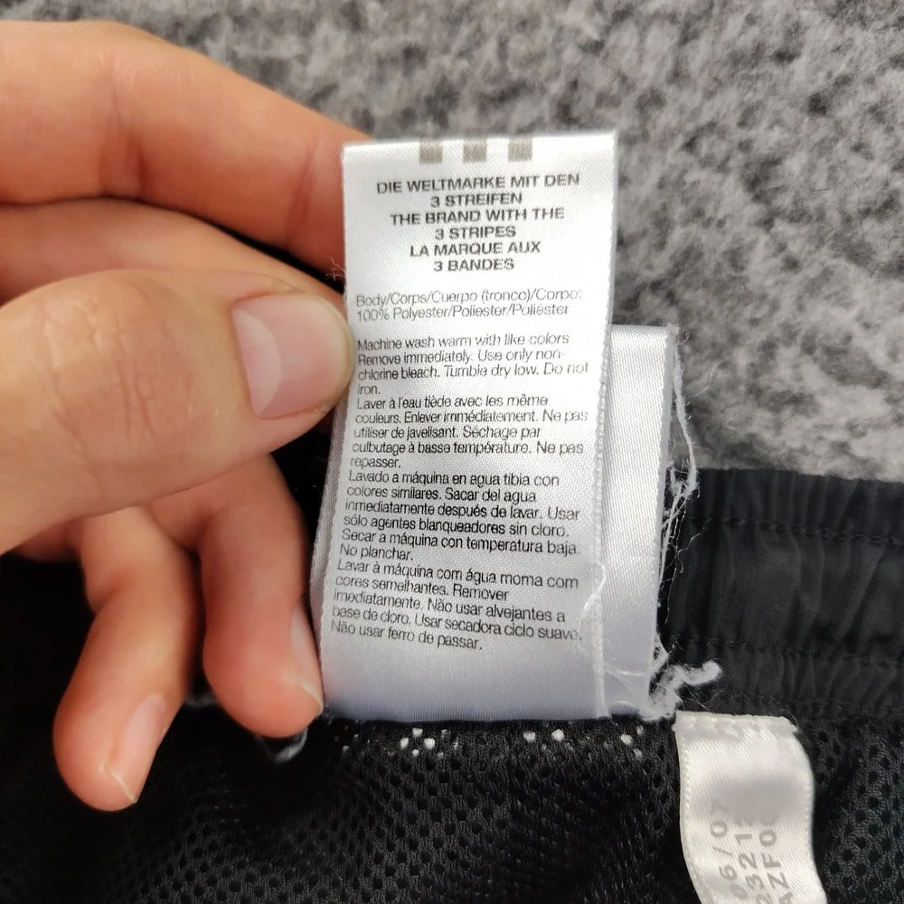 Adidas Mens XL Black White 3 Stripe Wind Track Pants Mesh Lined